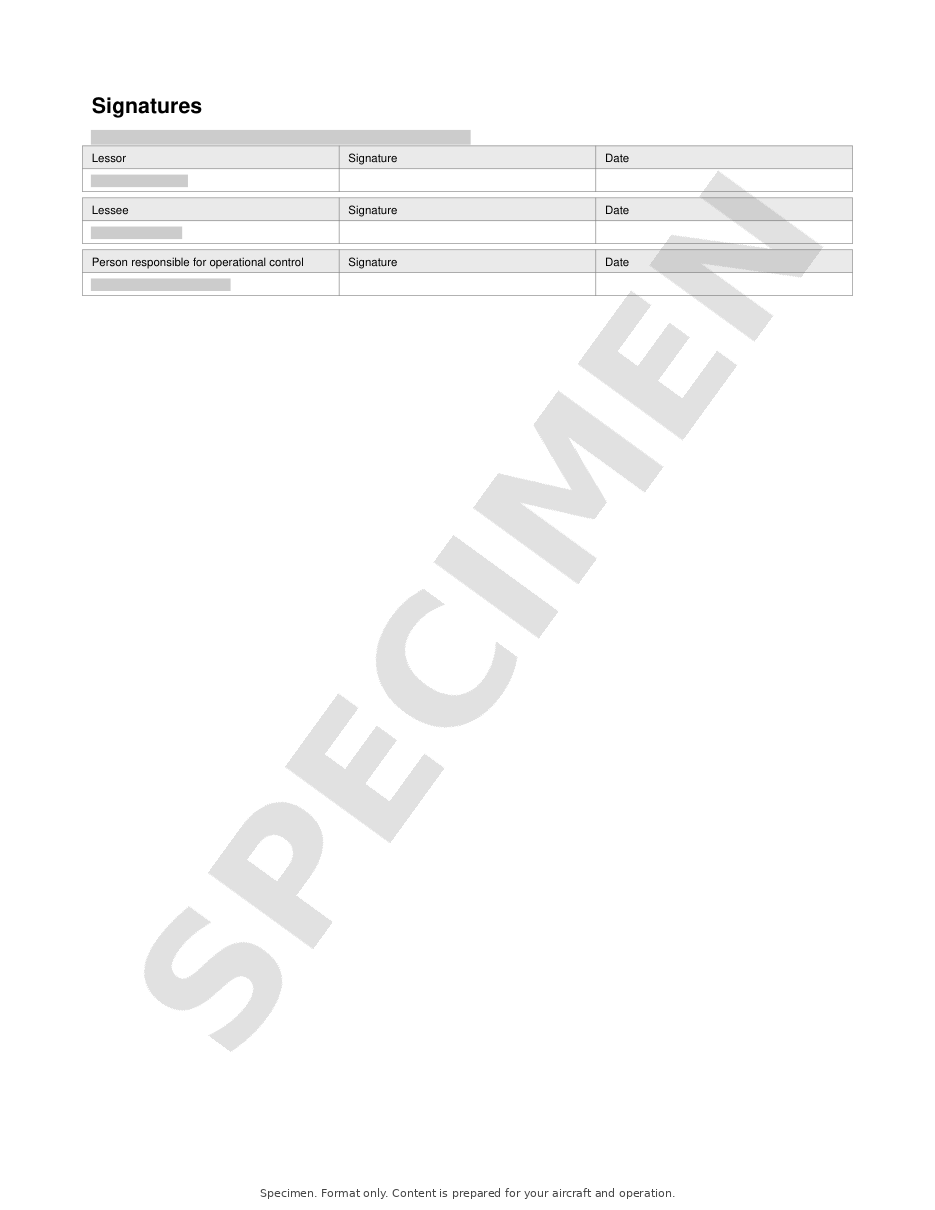 Aircraft Dry Lease Agreement specimen, page 3 of 5
