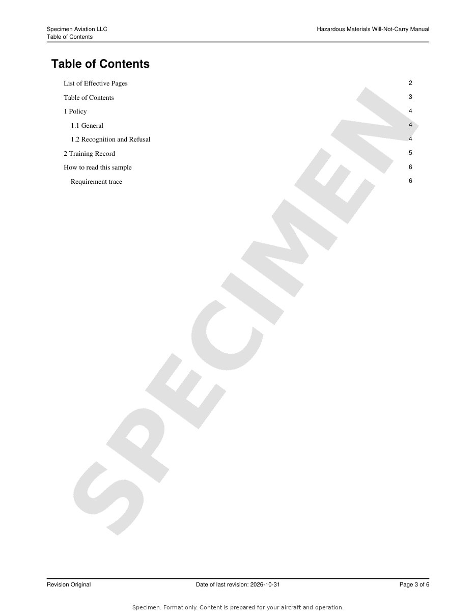 Hazardous Materials Will-Not-Carry Manual specimen, page 3 of 6