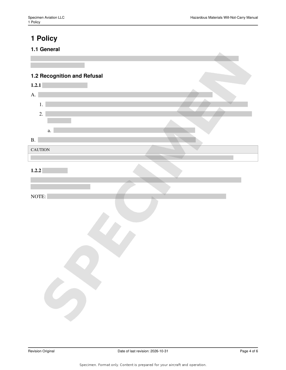 Hazardous Materials Will-Not-Carry Manual specimen, page 4 of 6