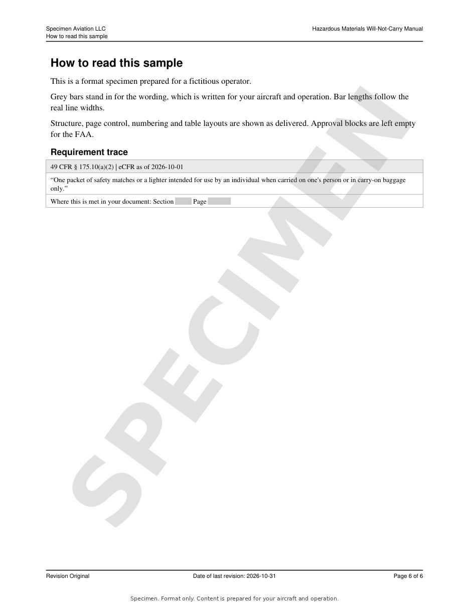 Hazardous Materials Will-Not-Carry Manual specimen, page 6 of 6
