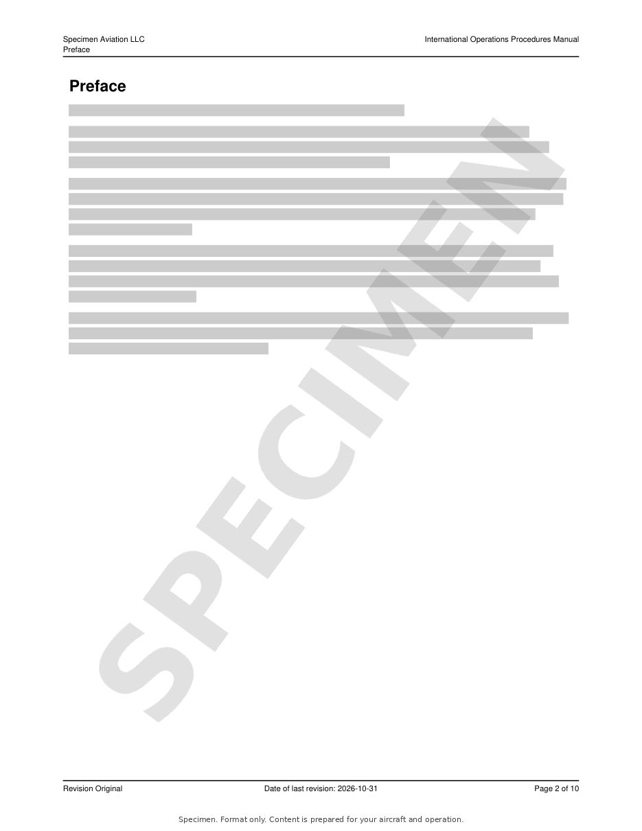 International Operations Procedures Manual specimen, page 2 of 10