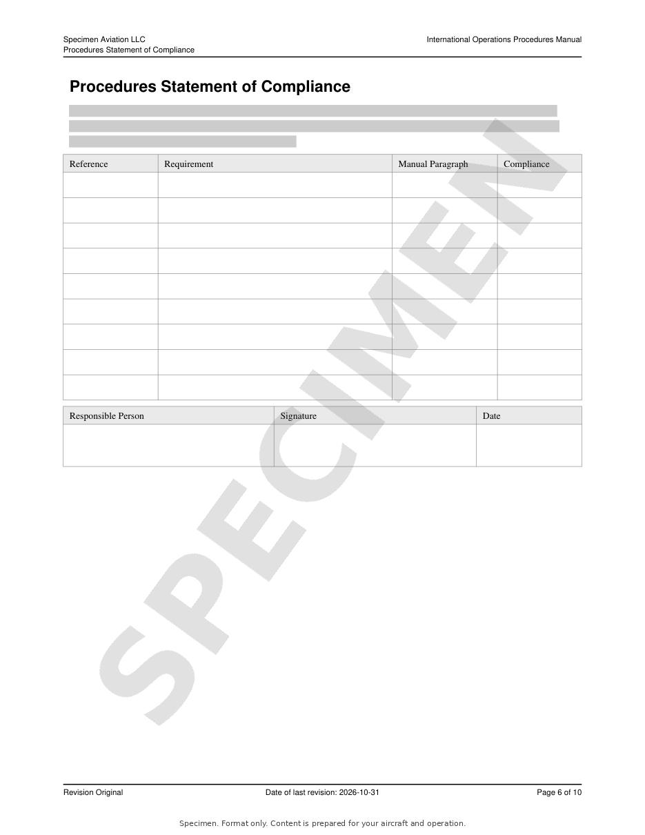 International Operations Procedures Manual specimen, page 6 of 10