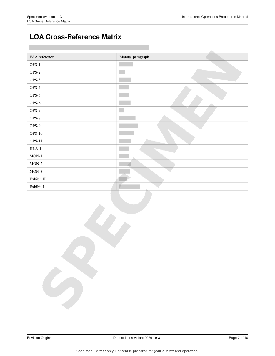 International Operations Procedures Manual specimen, page 7 of 10