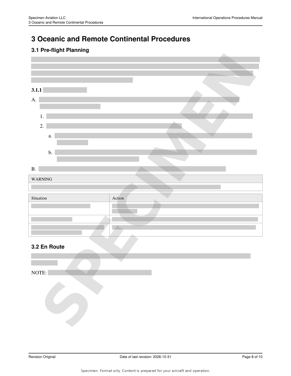 International Operations Procedures Manual specimen, page 8 of 10