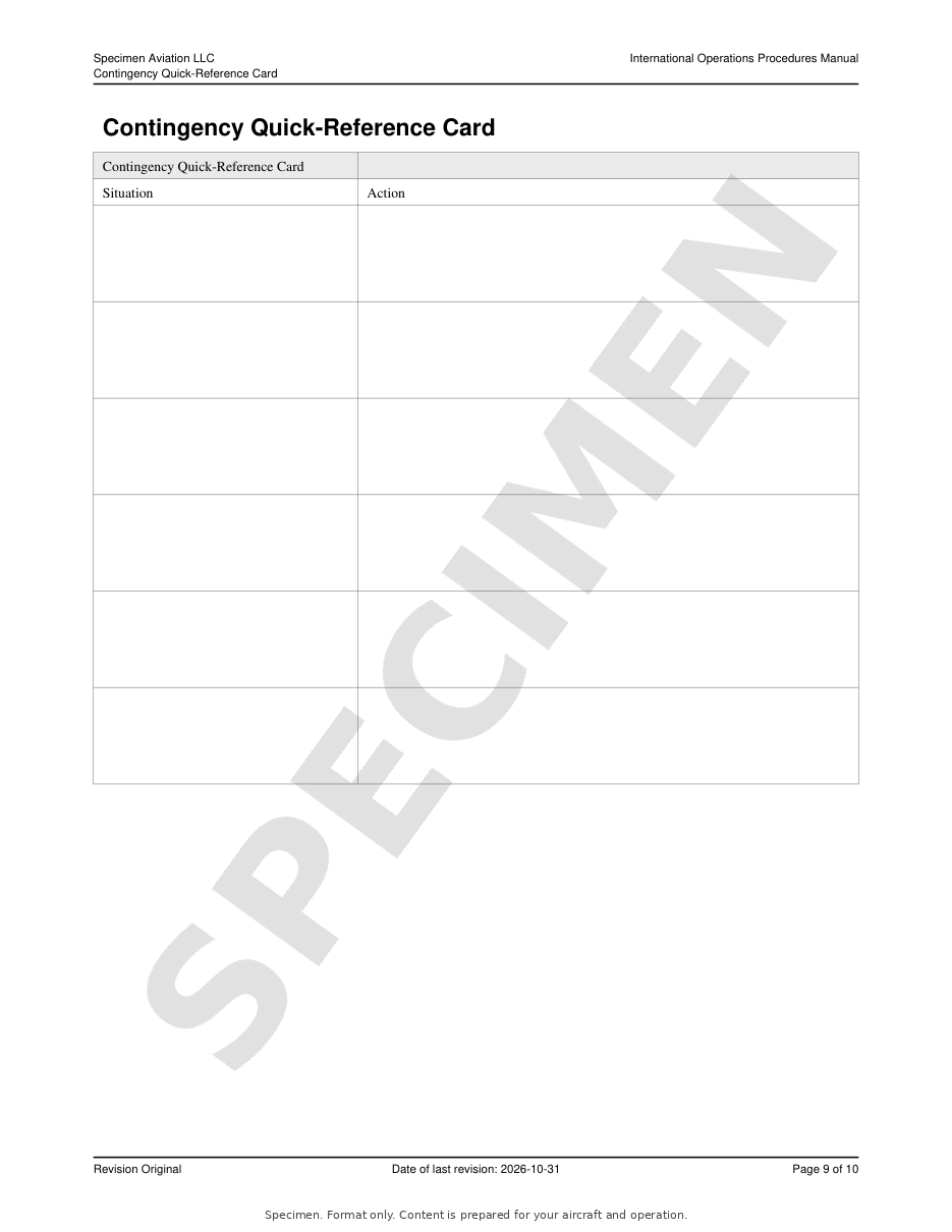 International Operations Procedures Manual specimen, page 9 of 10