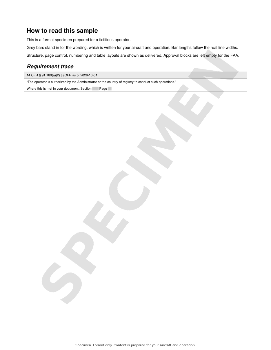 Part 91 LOA Application Package specimen, page 6 of 6