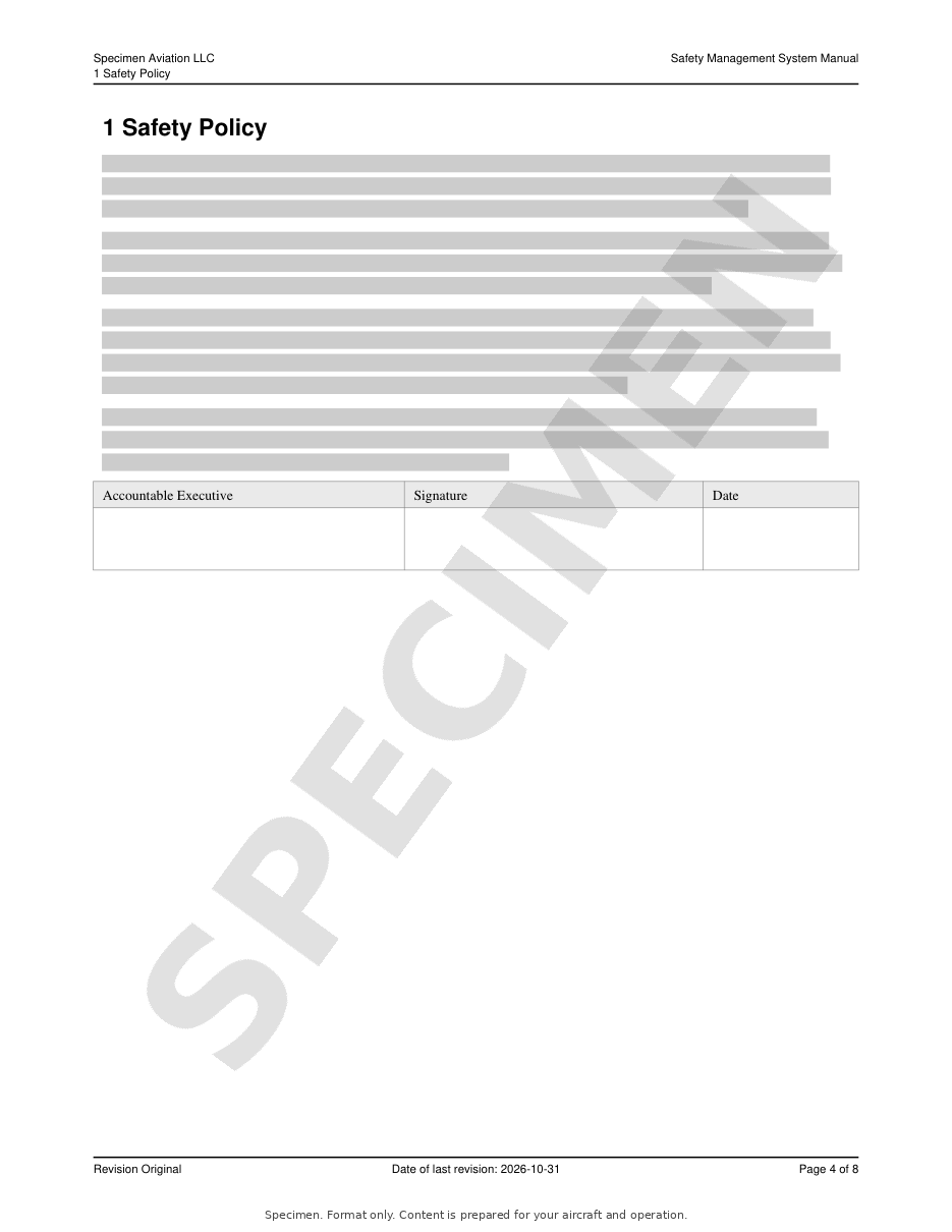 Safety Management System Manual specimen, page 4 of 8