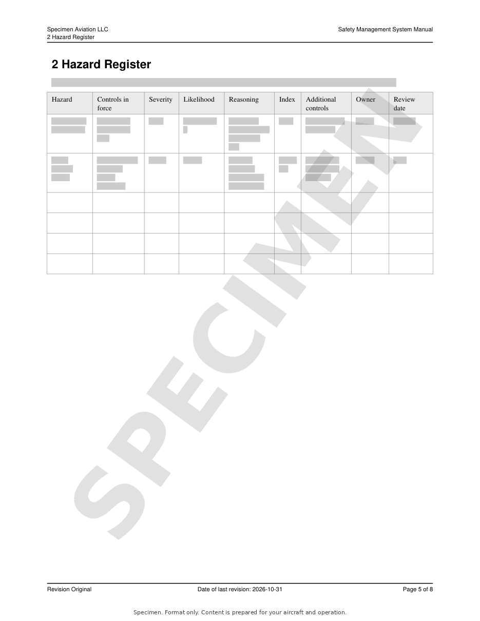 Safety Management System Manual specimen, page 5 of 8